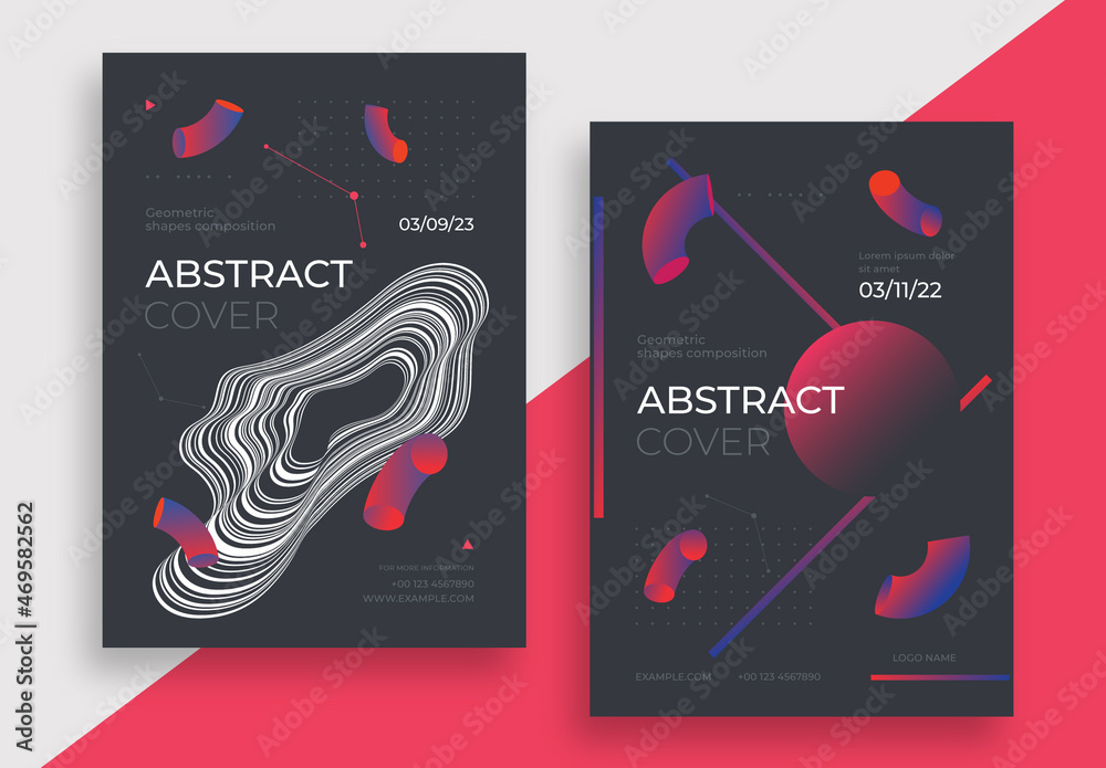 Abstract Poster Layout with Geometric Shapes Stock Template | Adobe Stock