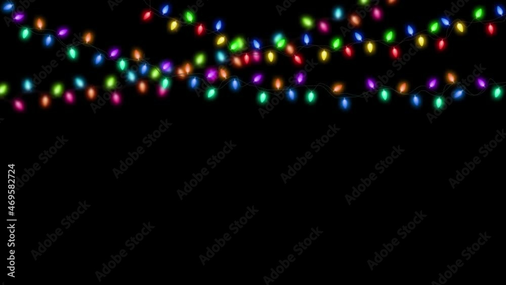 3d colorful string of light lamps,christmas lights,new year light show animation loop,black background 3d colorful string of light lamps,christmas lights,new year light show animation loop,black background