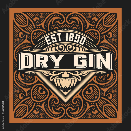 Whiskey label with old frames