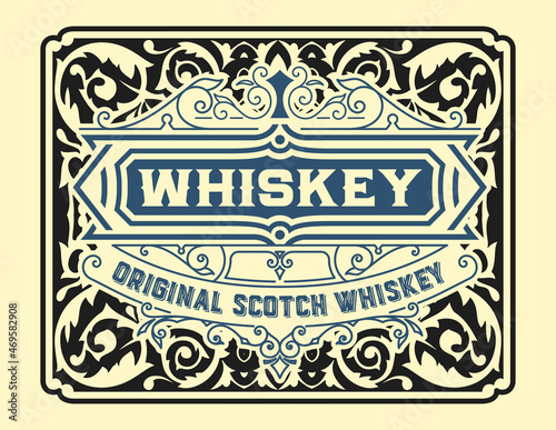 Whiskey label with old frames