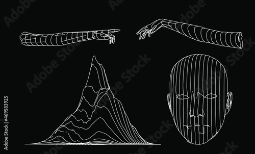 3D wireframe model of a human head. Concept for Machine Learning, Artificial intelligence and Robotics themes.