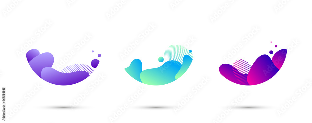 WebAbstract liquid shape. Set of modern graphic elements. Fluid dynamical colored forms banner. Gradient abstract liquid shapes. Vector illustration.