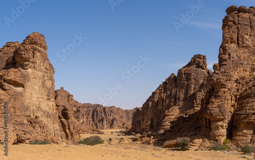 Sandstone rocks in the desert region of Tabuk. AlUla, Saudi Arabia