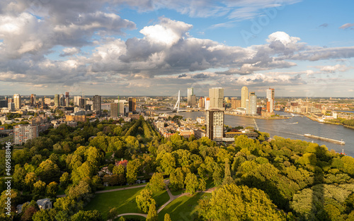 View from Euromast. during a sunset in summer Rotterdam, Netherlands
