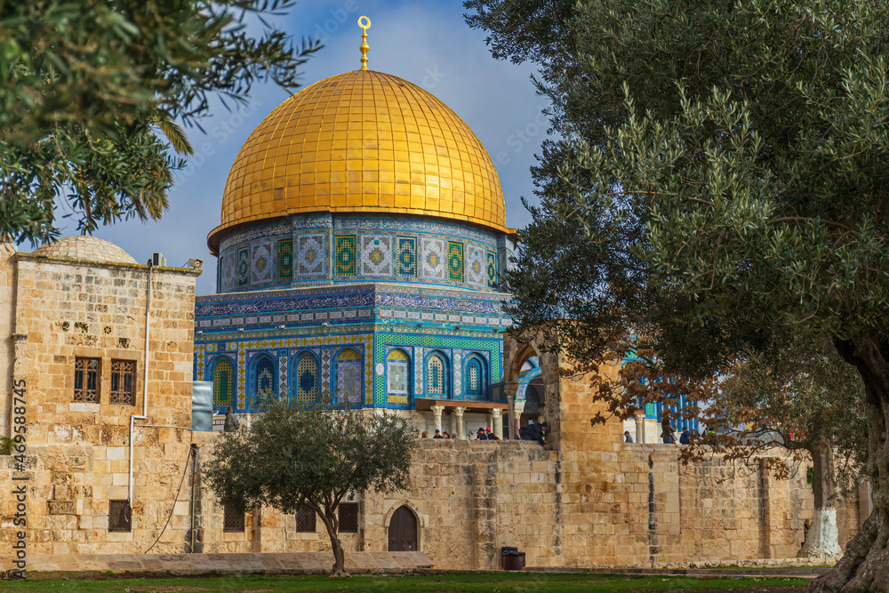 Obraz premium Mosque Dome of the Rock on the Temple Mount, Jerusalem