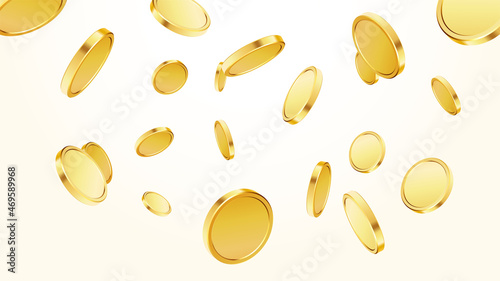 Gold falling coins. Flying coins, or flying money.