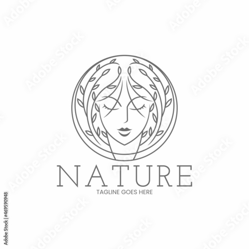 natural beautiful goddess logo vector illustration for business logo or icon