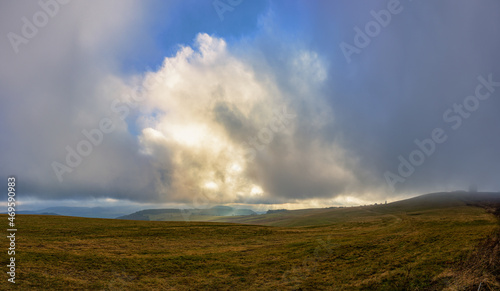 Sonnenuntergang, Wolken, Wind, Wasserkuppe, Hessen, Deutschland, Rhön