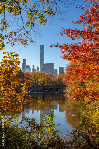 Central Park in fall colors autumn season in new york city 