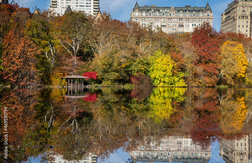 Central Park in fall colors autumn season in new york city 