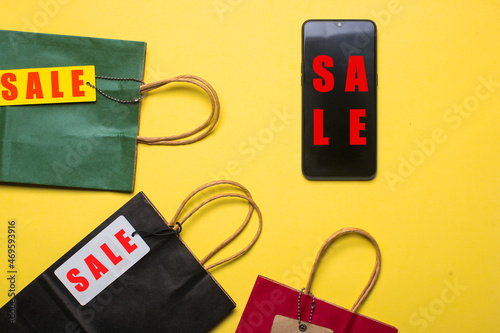 Shopping Sale in yellow background