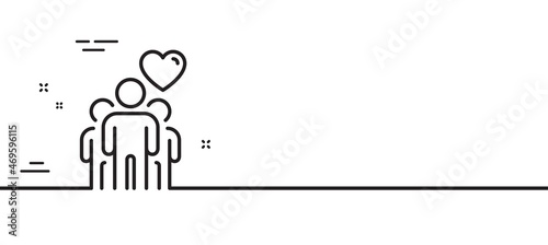 Friendship line icon. Friends group sign. Assistance business symbol. Minimal line illustration background. Friendship line icon pattern banner. White web template concept. Vector