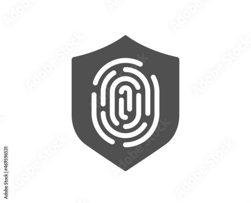 Fingerprint icon. Finger print protection sign. Biometric identity symbol. Classic flat style. Quality design element. Simple fingerprint icon. Vector