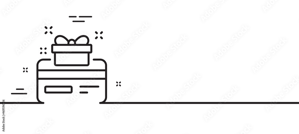 Loyalty card line icon. Bonus points. Discount program symbol. Minimal line illustration background. Loyalty card line icon pattern banner. White web template concept. Vector Loyalty card line icon. Bonus points. Discount program symbol. Minimal line illustration background. Loyalty card line icon pattern banner. White web template concept. Vector