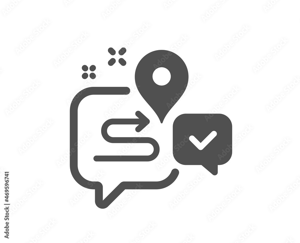 Journey quality icon. Road path sign. Route map chat bubble symbol. Classic flat style. Quality design element. Simple journey icon. Vector Journey quality icon. Road path sign. Route map chat bubble symbol. Classic flat style. Quality design element. Simple journey icon. Vector