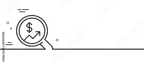 Business Audit or Statistics line icon. Analytics with charts symbol. Search Magnifier sign. Minimal line illustration background. Currency audit line icon pattern banner. Vector