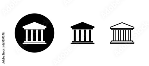 Bank icons set. Bank sign and symbol, museum, university