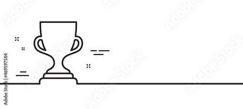 Award cup line icon. Winner Trophy symbol. Sports achievement sign. Minimal line illustration background. Award cup line icon pattern banner. White web template concept. Vector