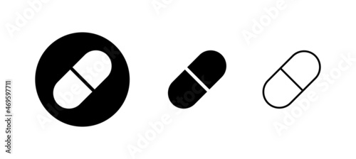 Pills icons set. capsule icon. Drug sign and symbol