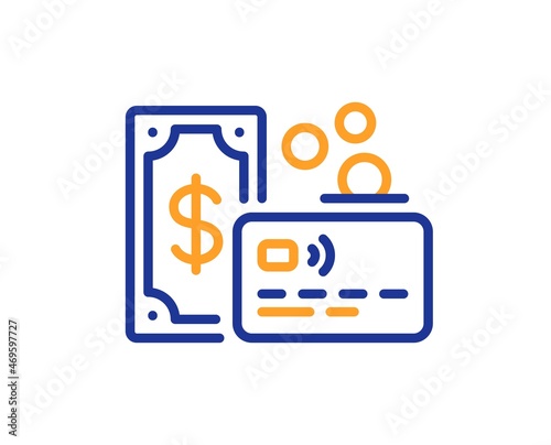 Credit card line icon. Bank money payment sign. Non-cash coin pay symbol. Colorful thin line outline concept. Linear style card icon. Editable stroke. Vector