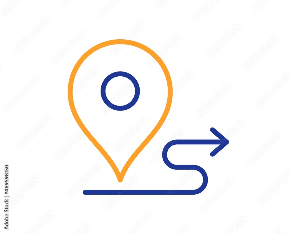 Journey line icon. Road path sign. Route map distance symbol. Colorful thin line outline concept. Linear style journey icon. Editable stroke. Vector Journey line icon. Road path sign. Route map distance symbol. Colorful thin line outline concept. Linear style journey icon. Editable stroke. Vector