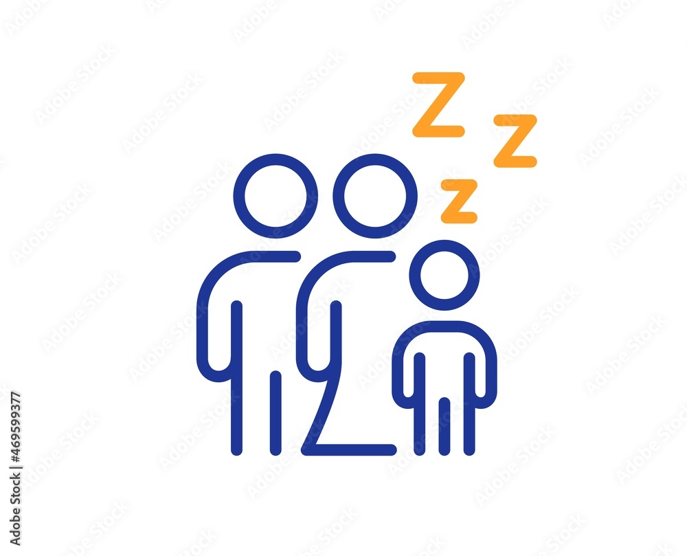 Sleep line icon. Family night sign. Sleeping people symbol. Colorful thin line outline concept. Linear style sleep icon. Editable stroke. Vector Sleep line icon. Family night sign. Sleeping people symbol. Colorful thin line outline concept. Linear style sleep icon. Editable stroke. Vector