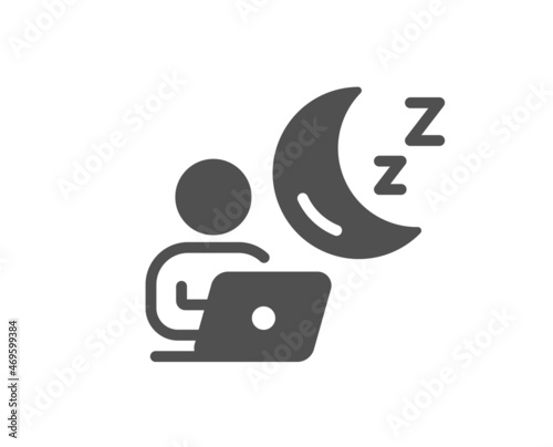 Night shift quality icon. Online insomnia sign. Dream office symbol. Classic flat style. Quality design element. Simple shift icon. Vector