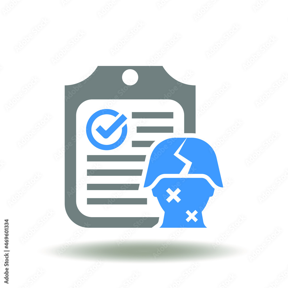 Vector illustration of clipboard with check mark and soldier injured ...