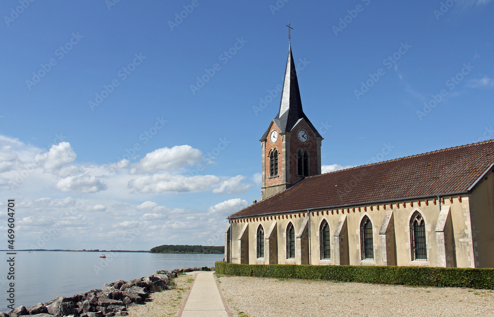Church of Champaubert aux Bois at the edge of the Lac du Der located in the Grand-Est (La Marne) in France