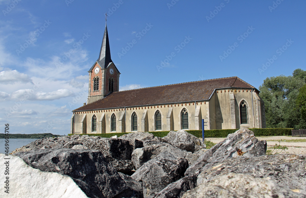 Church of Champaubert aux Bois at the edge of the Lac du Der located in the Grand-Est (La Marne) in France