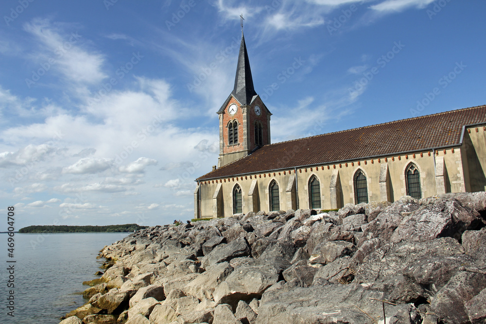 Church of Champaubert aux Bois at the edge of the Lac du Der located in the Grand-Est (La Marne) in France