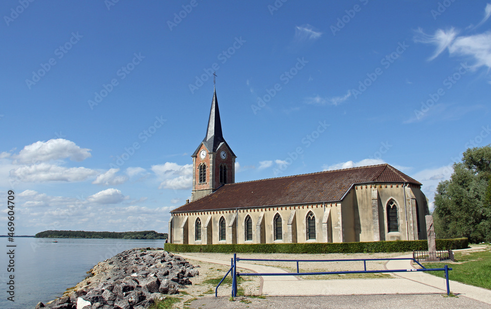 Church of Champaubert aux Bois at the edge of the Lac du Der located in the Grand-Est (La Marne) in France