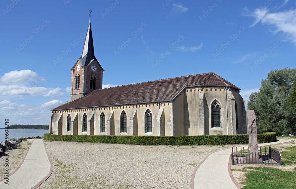 Church of Champaubert aux Bois at the edge of the Lac du Der located in the Grand-Est (La Marne) in France