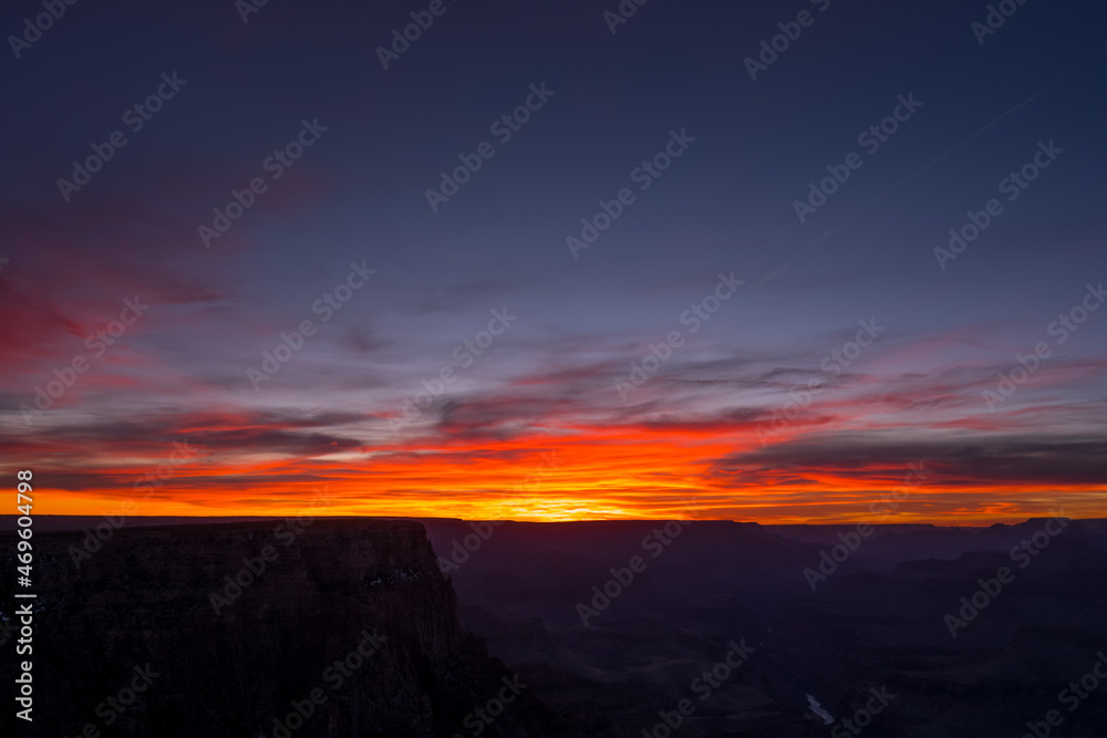 Last Light Fades Over the Horizon and the Grand Canyon