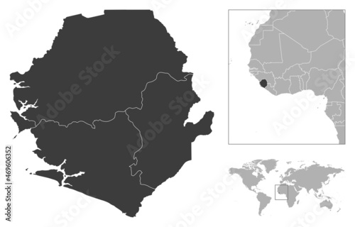 Sierra Leone - detailed country outline and location on world map.