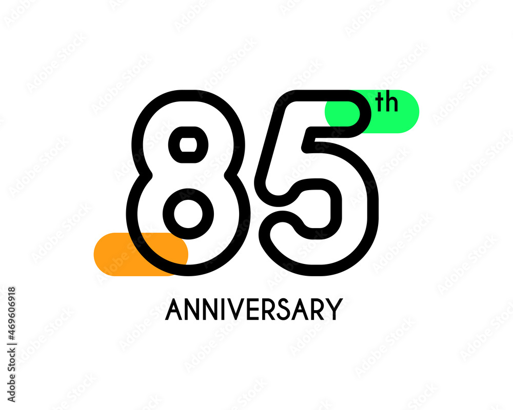 85th anniversary logo design with geometric shapes and colorful