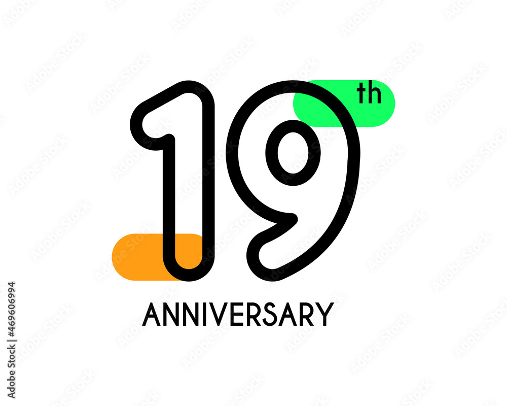 19th anniversary logo design with geometric shapes and colorful 19th anniversary logo design with geometric shapes and colorful