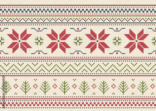 ノルディック クリスマス ベージュ 編みパターン 冬 デザイン素材 Winter background design