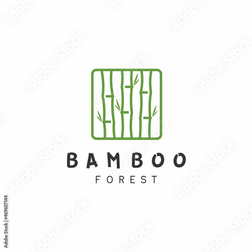 bamboo logo design concept. Green bamboo graphic design template vector Premium Vector