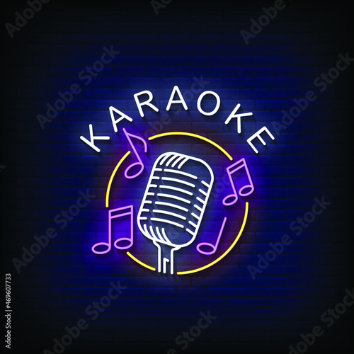 Karaoke Neon Signs Style Text Vector photo