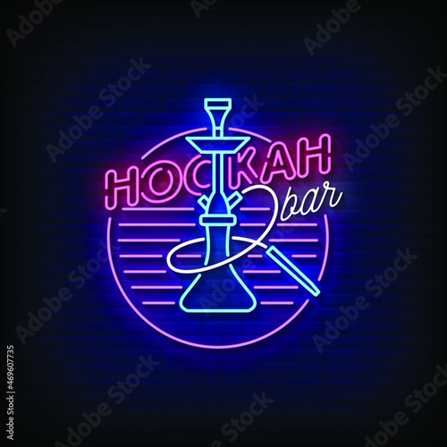 Hookah Bar Neon Signs Style Text Vector