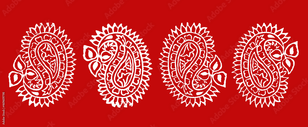 Original Indian Stamp Printing with Paisley motifs Stock Illustration ...