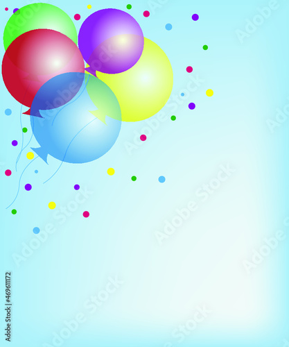 Carte d'invitation avec des ballons. Carte postale. Arrière-plan avec ballons.