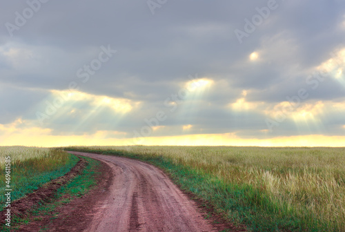Field road in the steppes of Khakassia.