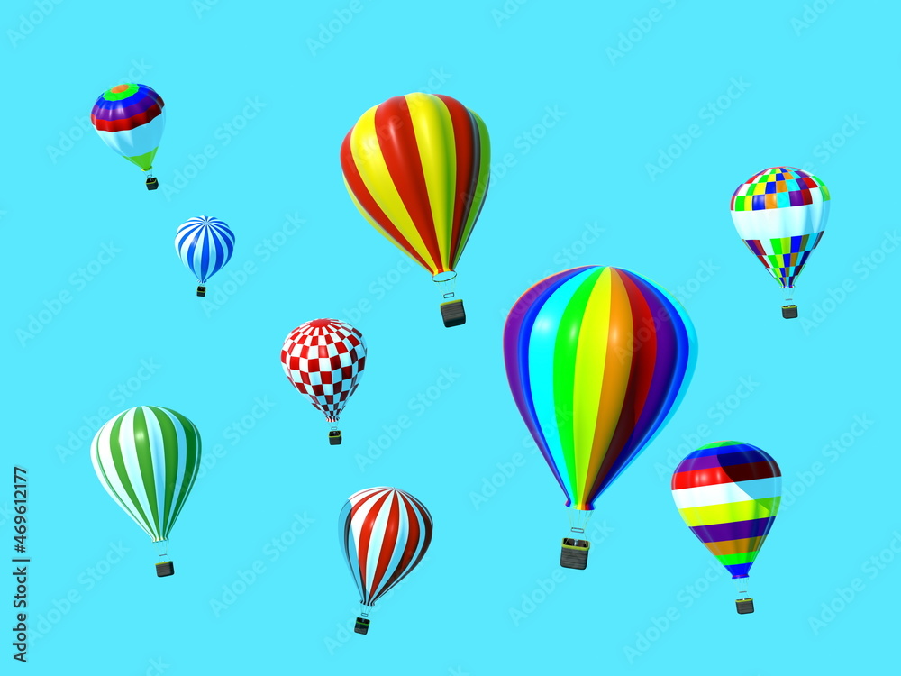 大空に飛ぶたくさんの気球