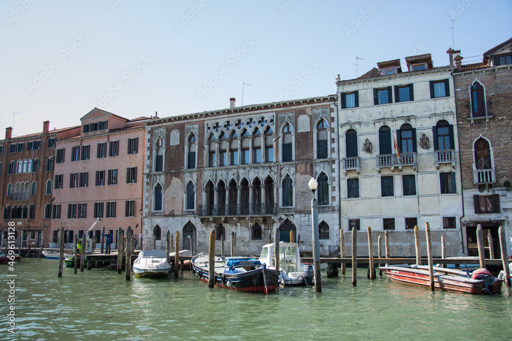 The facade of a building in Venice in March, Italy 2019, Old architecture