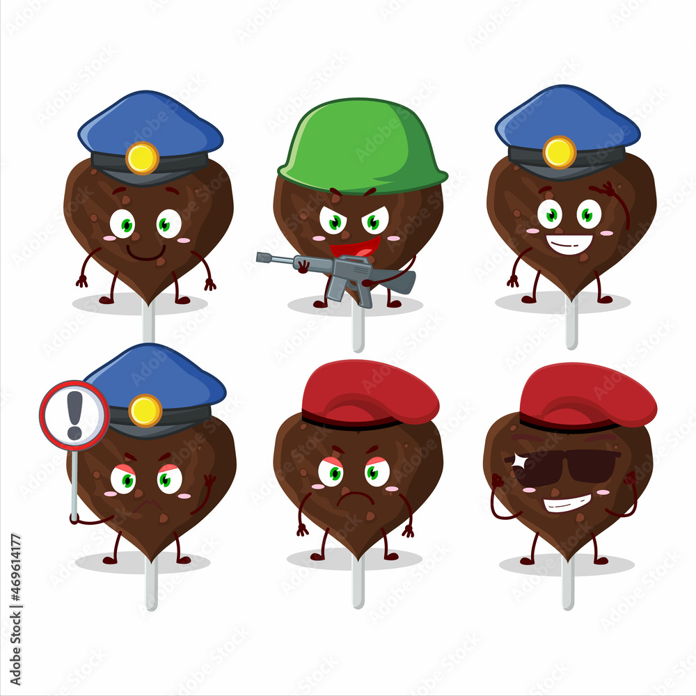 A dedicated Police officer of love cookies chocolate candy mascot design style