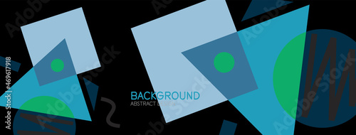 Abstract background. Blocks, lines, triangles, circles composition. Techno or business concept for wallpaper, banner, background, landing page