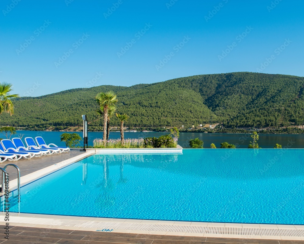 Fototapeta premium Nice swimming pool outdoors on bright summer day