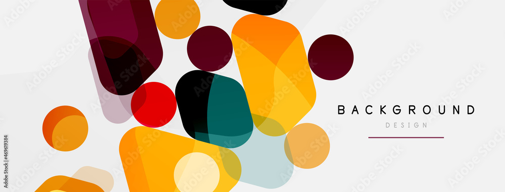 Fototapeta premium Abstract round geometric shapes and circles background. Trendy techno business template for wallpaper, banner, background or landing